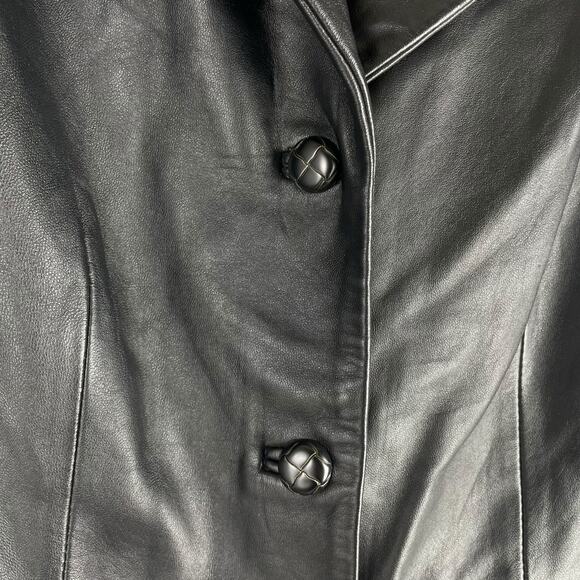 Croft & Barrow Black Lambskin Leather Blazer Jacket 3 Buttons Size M - Picture 5 of 9